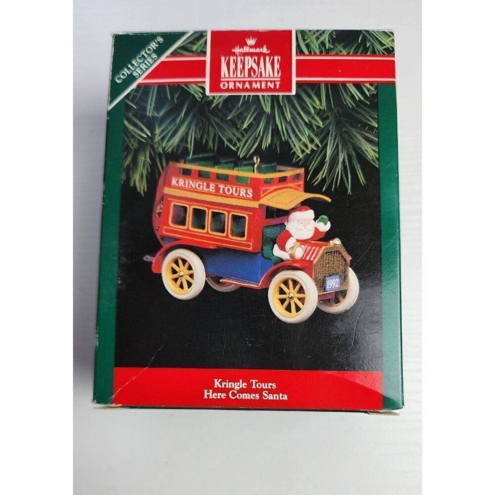 Vintage Hallmark Keepsake 1992 Kringle Tours Here Comes Santa Christmas Ornament